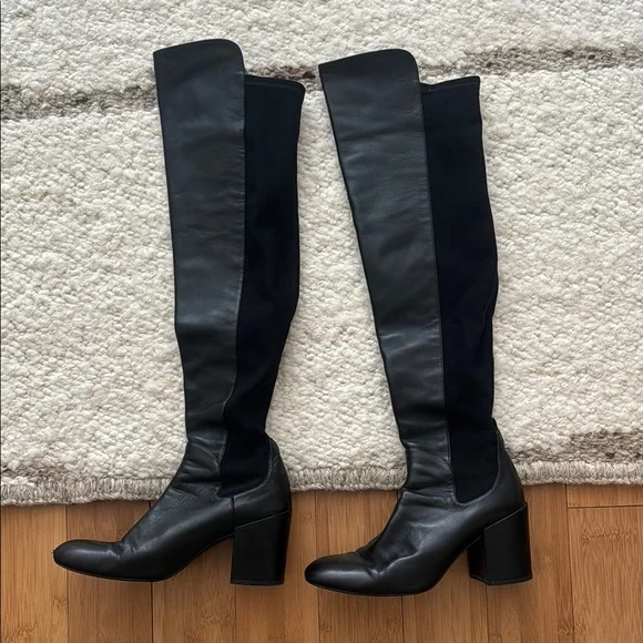 Stuart Weitzman Black Over the Knee Boots Sleek Silhouette - Picture 2 of 3